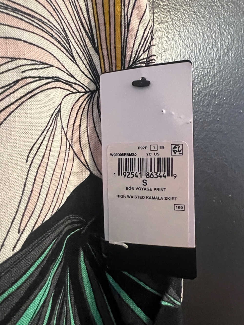 Guess? Tropical Floral Pencil Skirt - Black with Green & Cream Blooms - Picture 3 of 3